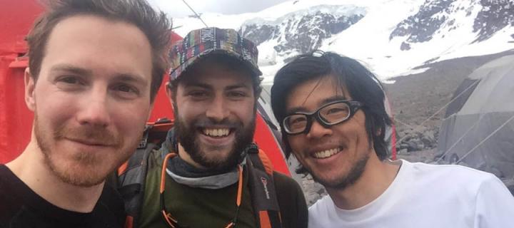 Alumni trio at Aconcagua Base Camp