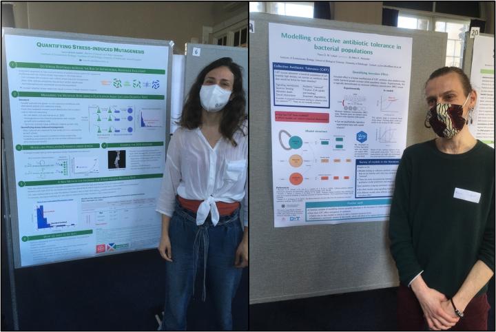 Lucy and Pierre presenting posters