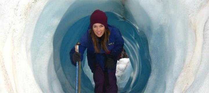 Amy Gibson in an ice hole
