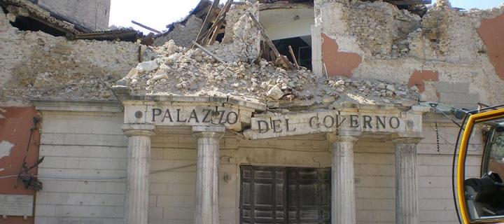 A partially collapsed building as a result of the 2009 L'Aquila, Italy earthquake 