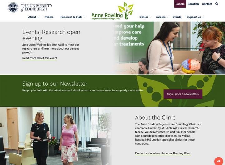 Anne Rowling Regenerative Neurology Clinic website screenshot