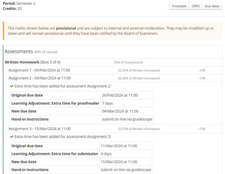 Assessment self service portal screenshot