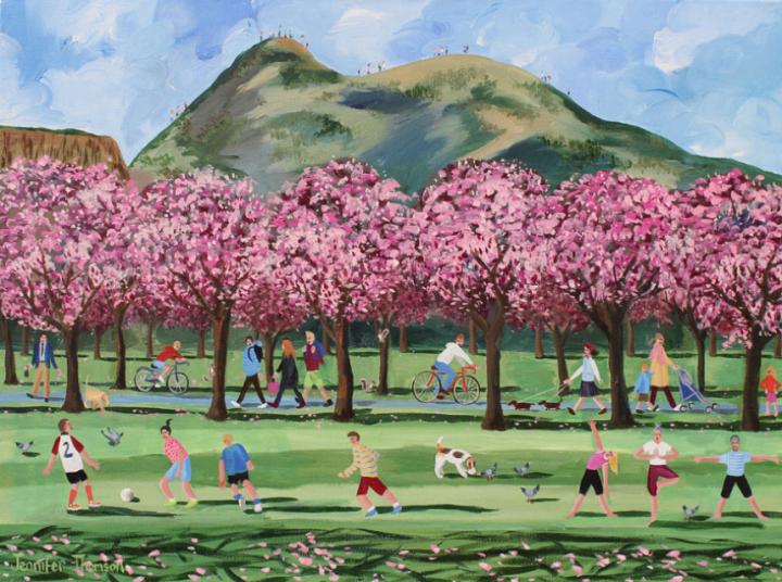 Photograph of a postcard called Blossom Time on the Meadows by Jennifer Thomson