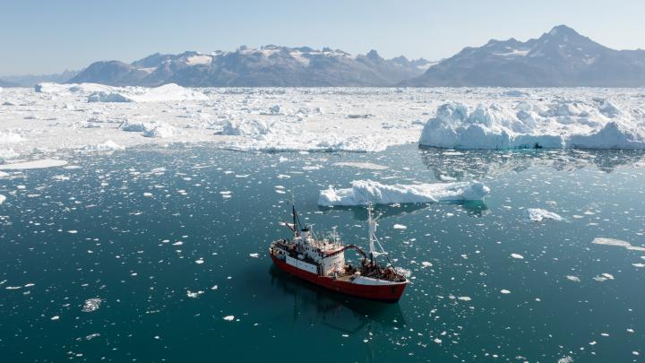 Image showing a research vessel in Sermilik Fjord, southeast Greenland