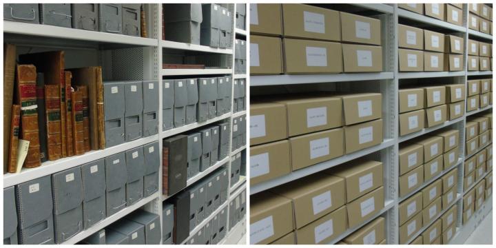 Boxes before and after conservation work