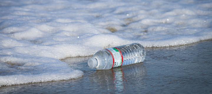 Plastic bottle with sea