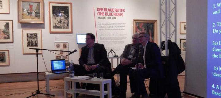 Keith Harley and Christian Weikop discuss Baselitz with Neil Cox as chair.