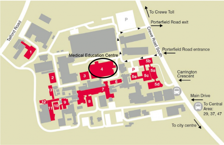 WGH campus map with Medical Education Centre