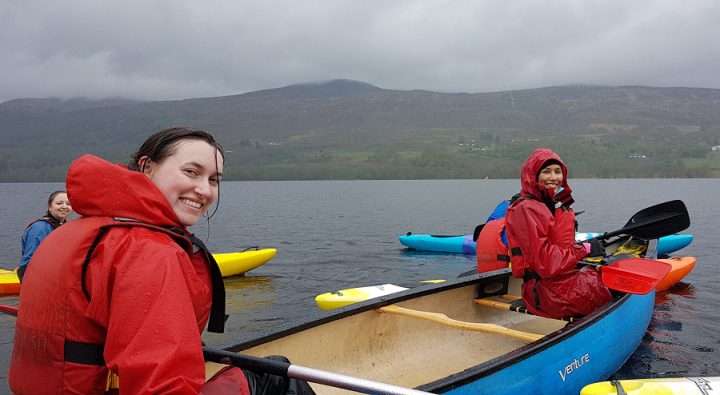 Canoeing during the MScR Retreat at Firbush, Loch Tay.