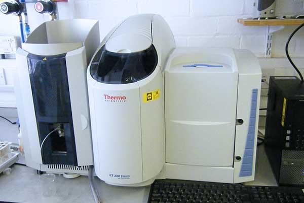 Scientific equipment, including an atomic absorption spectrometer in the laboratory which detect metals