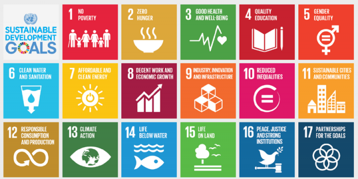 A graphic design listing the 17 United Nations Sustainable Development Goals