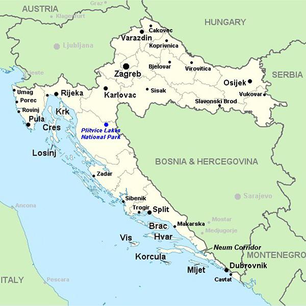 Coast of Croatia Map