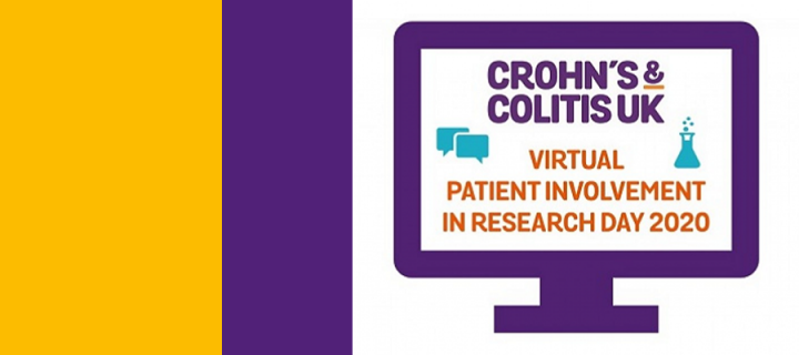 CCUK logo shown on a screen with the text 'Virtual patient involvement in research day 2020'