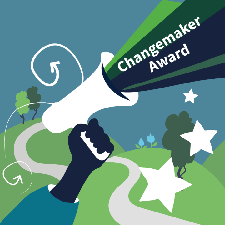 Changemaker Award: hand holding megaphone