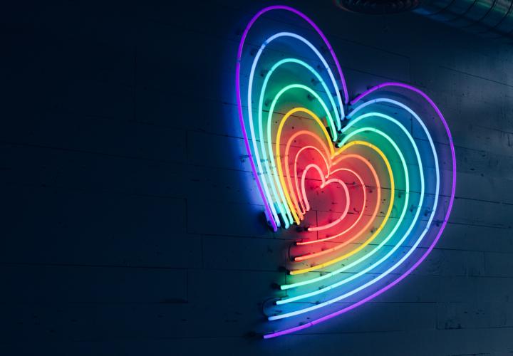 graphic showing heart lightbox in rainbow colours
