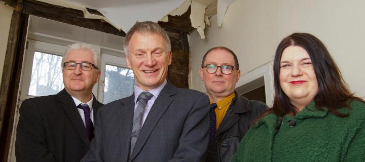 Dave Gorman, Director for Social Responsibility & Sustainability; Ivan McKee MSP, Minister for Trade, Investment and Innovation; Professor Kenneth Gibb, Director of the UK Collaborative Centre for Housing Evidence; Councillor Susan Aitklin, Leader Glasgow City Council