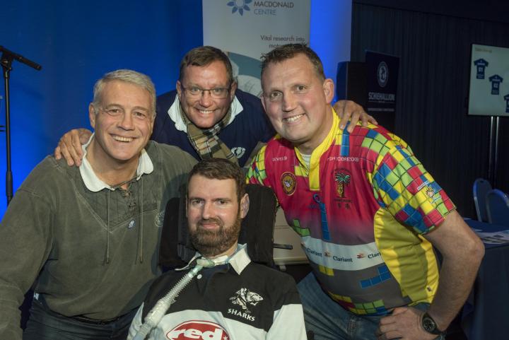 Doddie Weir (right) at a MND charity event with Euan MacDonald (centre, bottom), co-founder of The Euan MacDonald Centre 