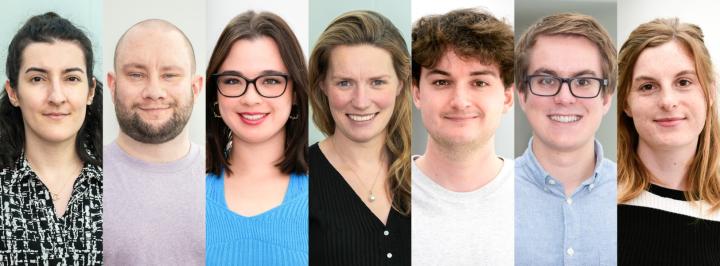 Portraits of the winners of the 2023 Early Career Awards: Melek Suluova, Dr Nicholas Younger, Silvia Shen, Morven Allan, Dr Jack Brydon, Fraser McPhie and Emily Southworth. 