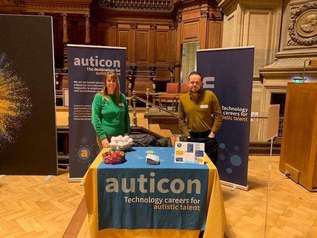 Sharon Cant and and Lee Hutchison, Job Coach at the University of Edinburgh Careers in Tech & Data event in McEwan Hall