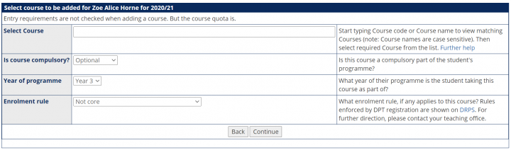 To add a course, search for it by name or course code