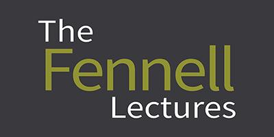 HCA Fennell Lecture logo, grey rectangle with white and green text