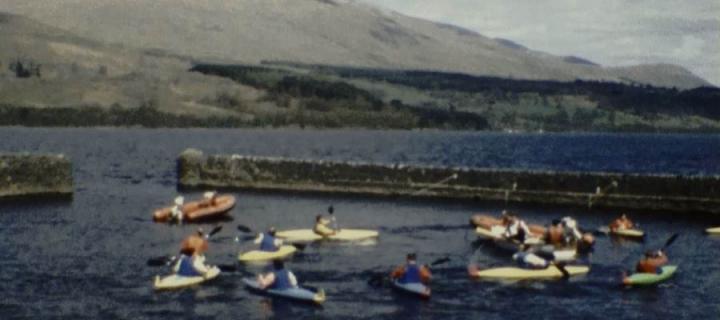 Students kayaking at Firbush in May 1996.
