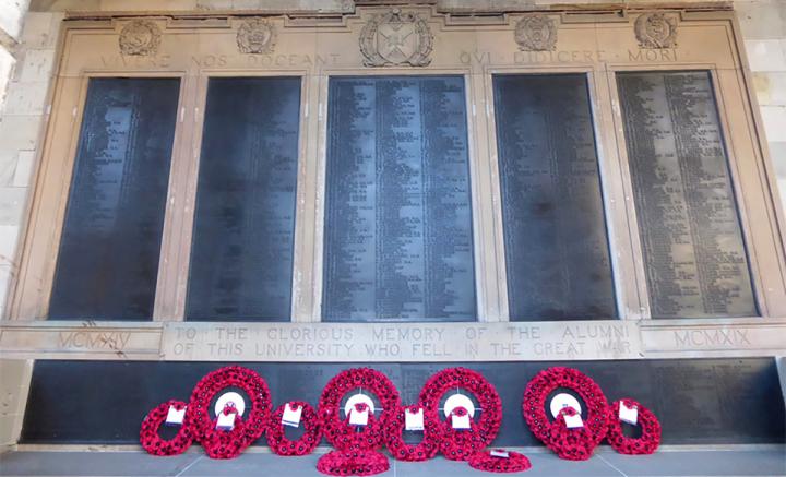 Image of the memorial wall at Old College