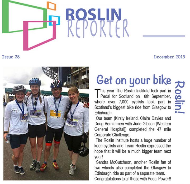 Roslin Reporter "Get on your bike!" article