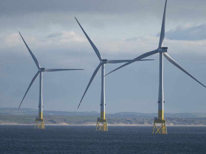 Image showing part of an offshore wind farm off the coast of Aberdeen, Scotland