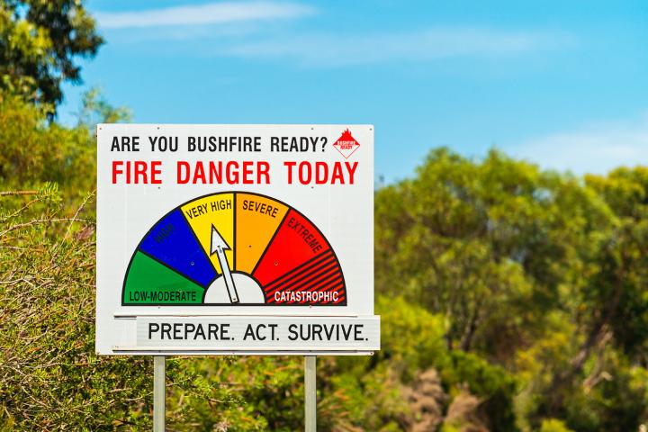 A bushfire warning sign in Australia
