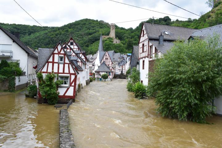 Flooded village in Germany