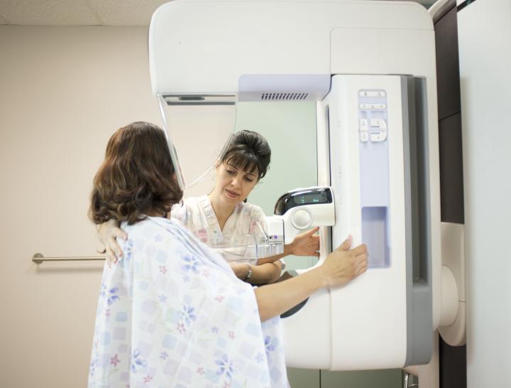 Mammogram being performed