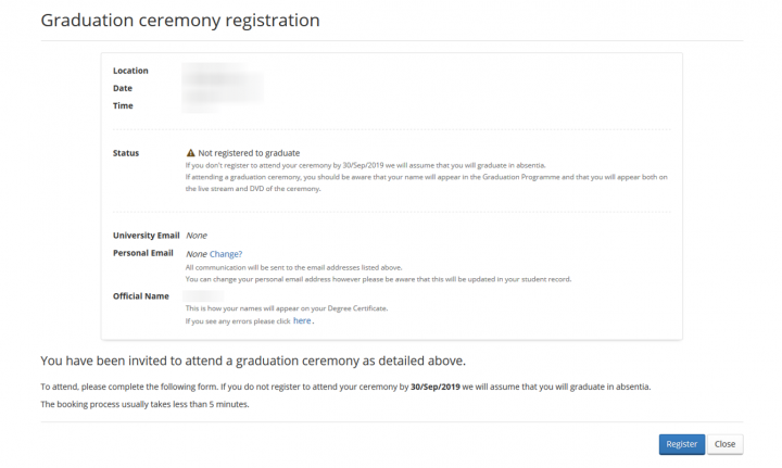 Graduation registration form image 2