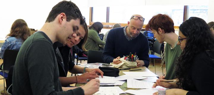 Photo of students in a graphic novel workshop