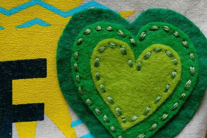 Photo of a crafted green heart