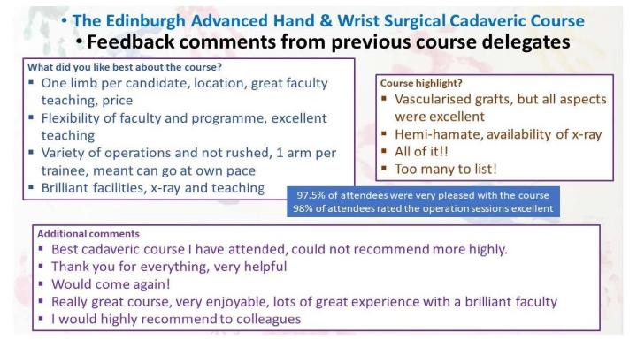 Surgical Hand and Wrist Advanced Cadaveric Course Feedback Flyer 2024