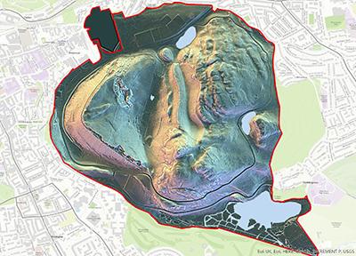 HCA LiDAR image of Arthur's Seat from above