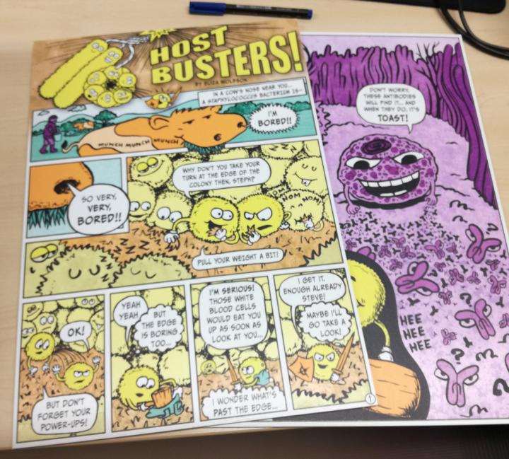 Posters with Host Buster comic.