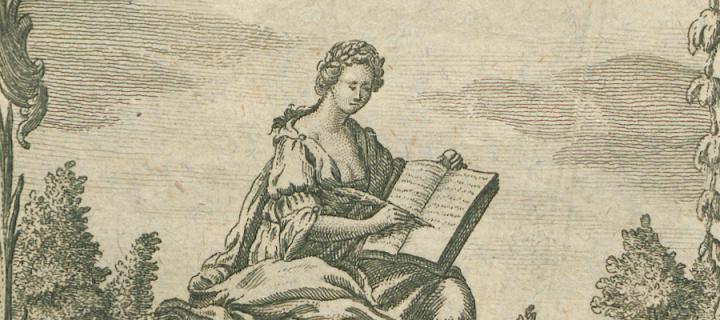 Drawing of a woman reading a book