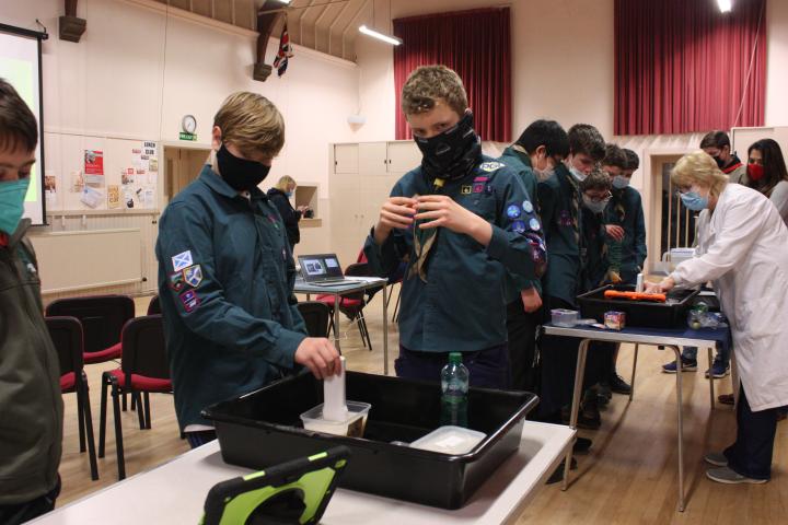 Scouts taking part in hands-on activities