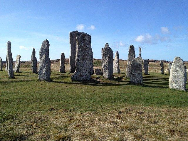 Standing stones of the Isle of Lewis in the sun