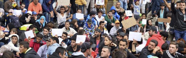  Refugees at Keleti railway station in Budapest, September 2015.