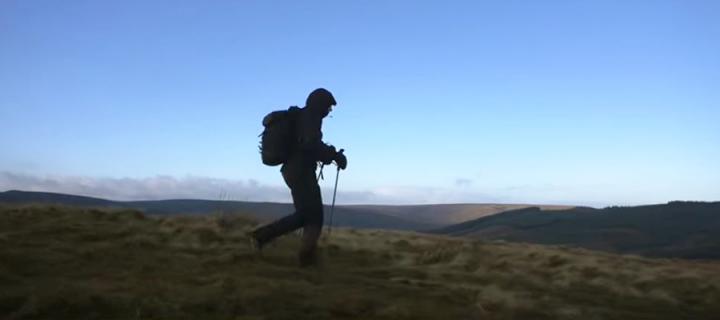 Jasmin on the hills during the Montane Spine Race.