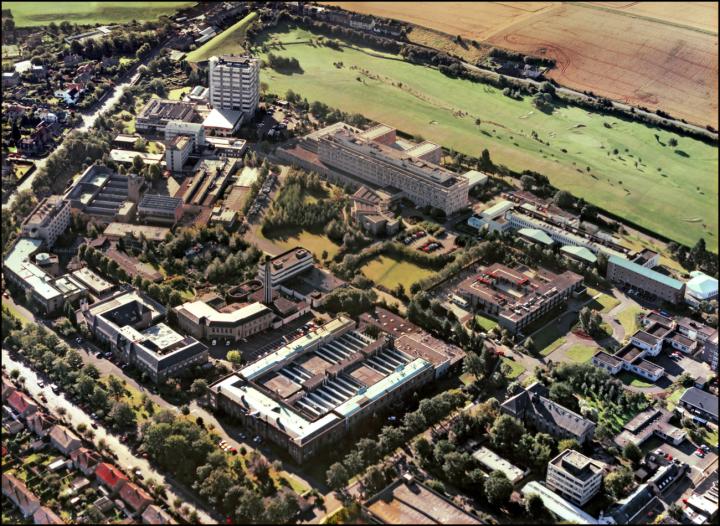 An aerial photograph of The King's Buildings campus in 1992