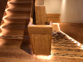 Image of the oak stairs at Law Library