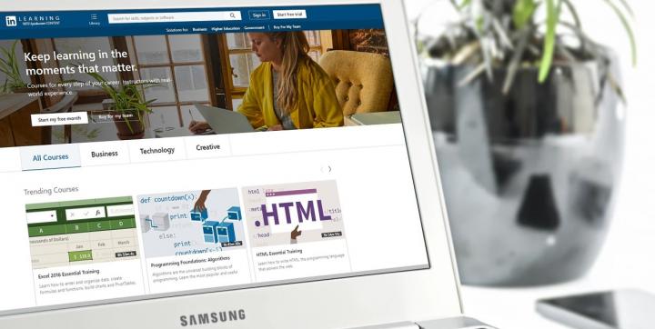 image of laptop displaying the linkedin learning home page