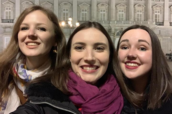 Photo of three students in Madrid