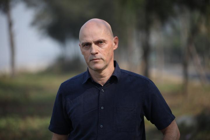 Andrew Marshall reporting from the Rohingya refugee camps in Bangladesh in 2018. Photo by Mohammed Ponir Hossain.