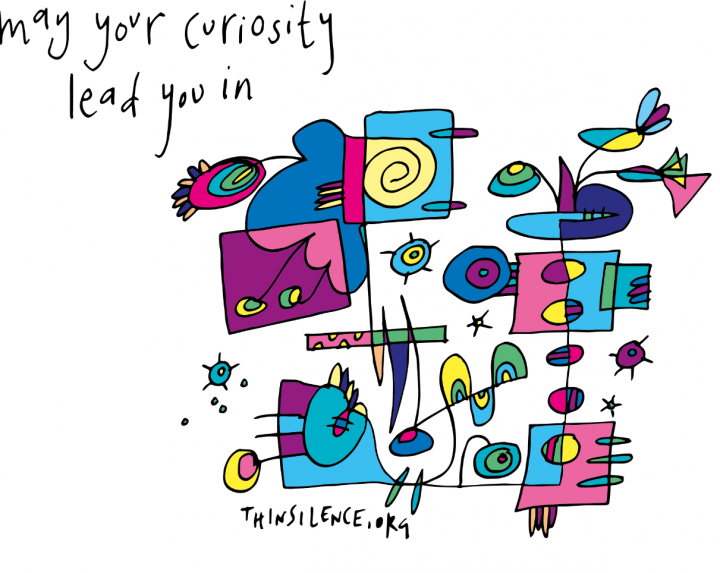 Multicoloured doodle with the text: may your curiosity lead you in