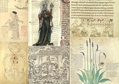 HCA A collage of images relating to aspects of pre-modern health and disease through history